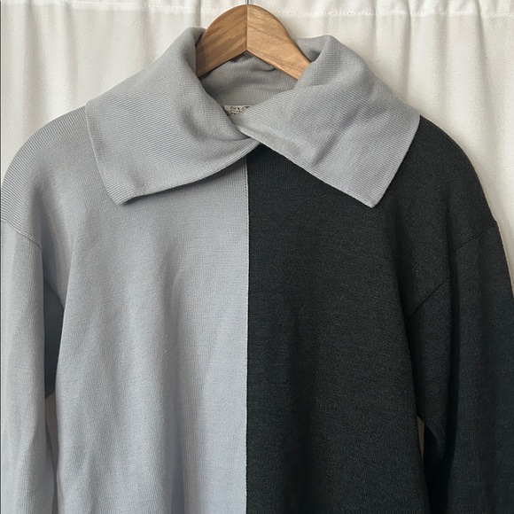 St. John Soft Gray/Black 3/4 Sleeve Pullover Knit Sweater Shirt Top *Size P*🌸🌸 - Picture 3 of 6